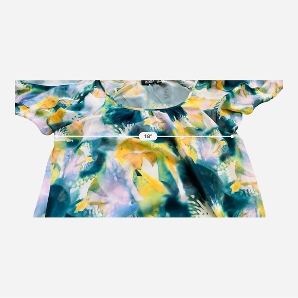 ANA anew approach abstract multicolor blouse top flared sleeves cold shoulder PM - Picture 12 of 12